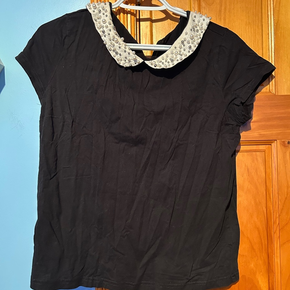 H&M Black Peter Pan Collar Blouse